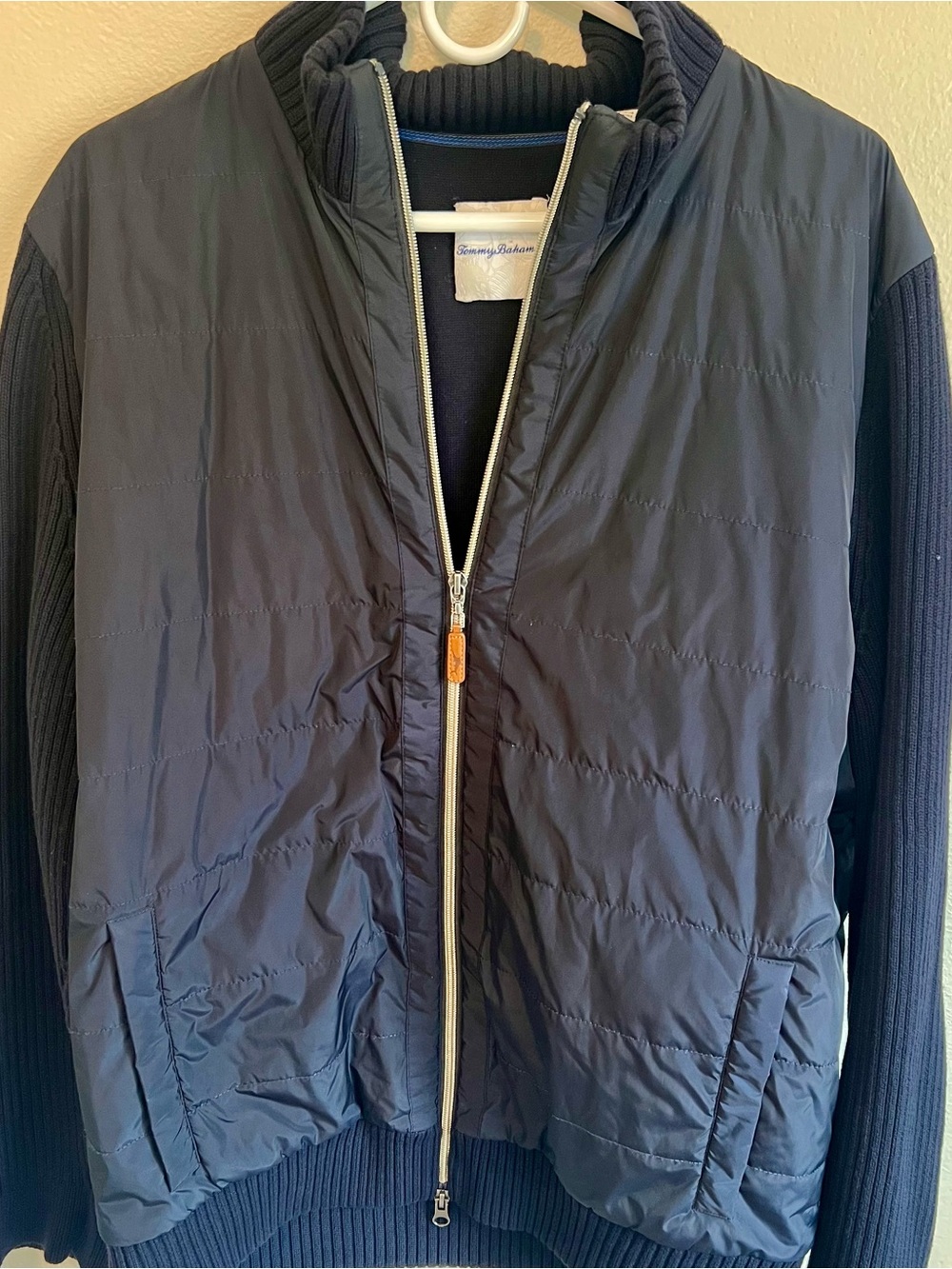 Tommy Bahama Lakeport
Hybrid Full Zip Jacket Mens
Large Blue Quilted Wool Blend